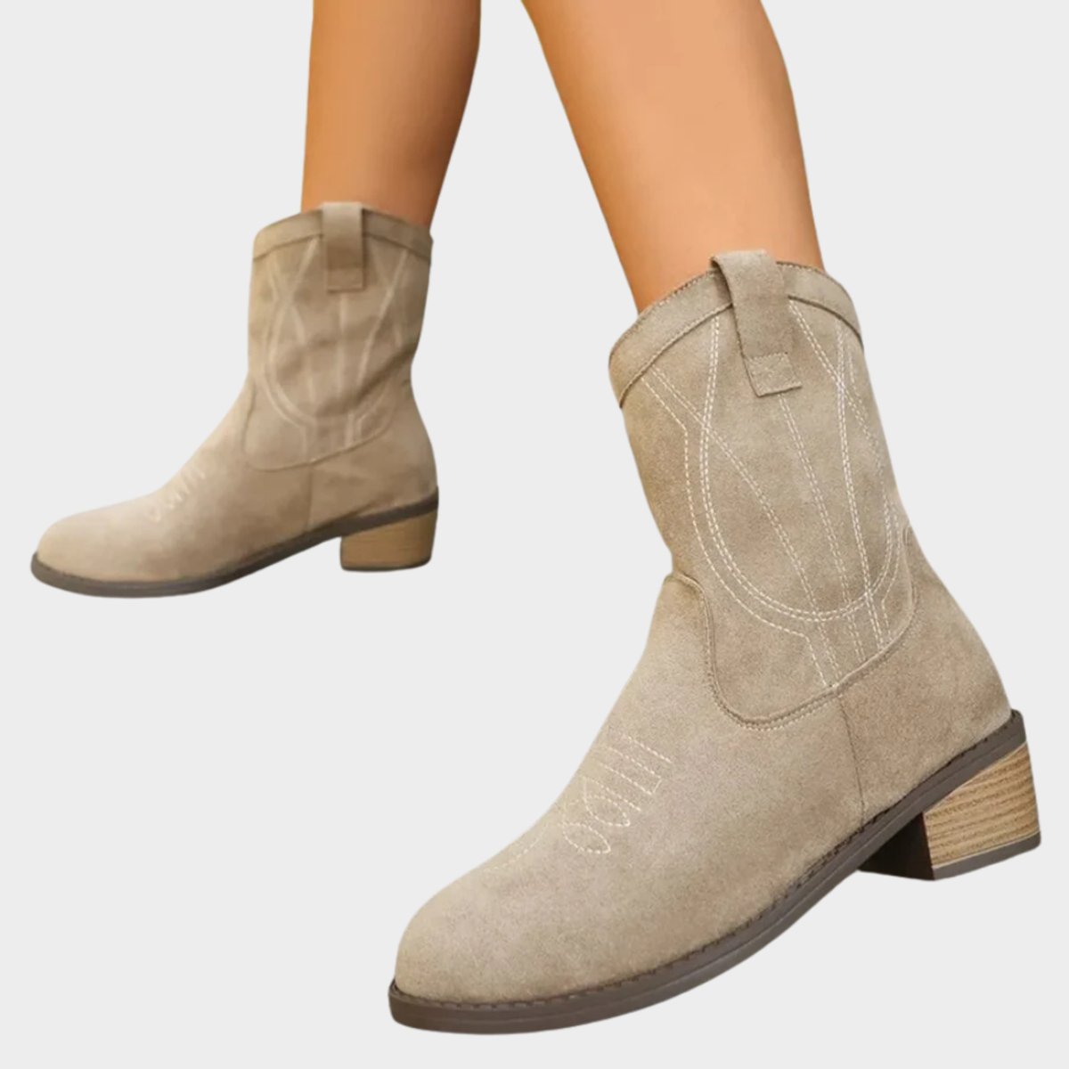 Comfortable Ankle Boots for Women Western Embroidered Mid-Calf