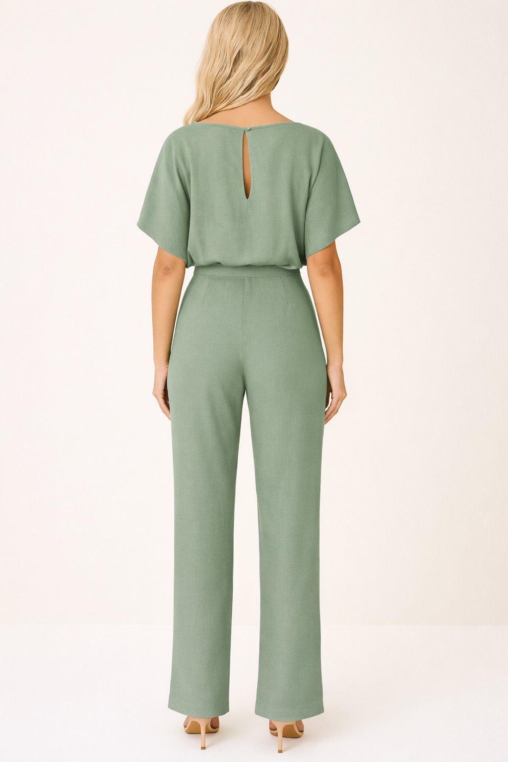 Elegant Jumpsuit for Women Wide-Leg Short-Sleeve Belted