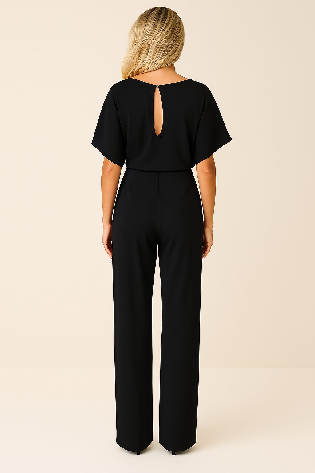 Elegant Jumpsuit for Women Wide-Leg Short-Sleeve Belted