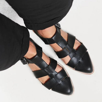 Stylish Woven Flat Sandals for Women Buckle-Strap Closed-Toe
