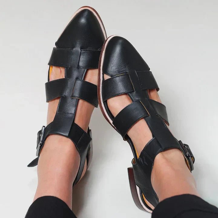 Stylish Woven Flat Sandals for Women Buckle-Strap Closed-Toe